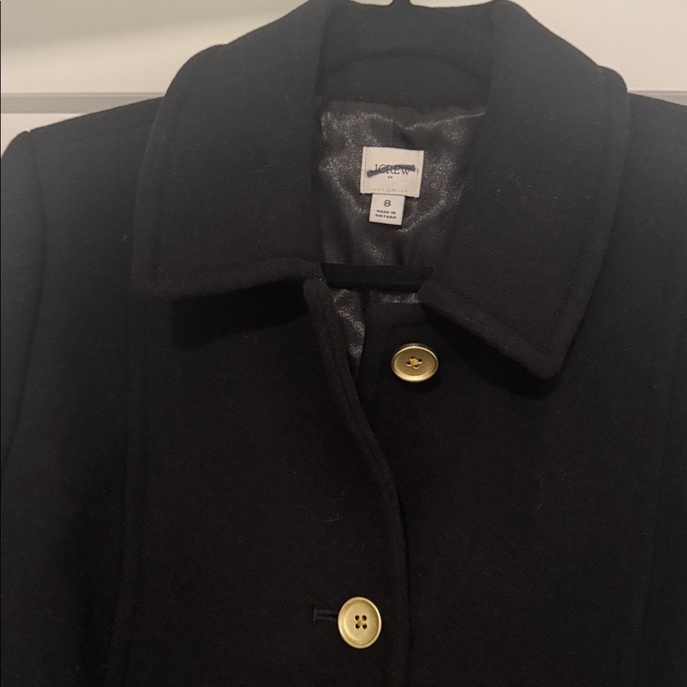 NWOT J. Crew Black Wool-blend lady day coat peacoat size 8 petite - Picture 5 of 7